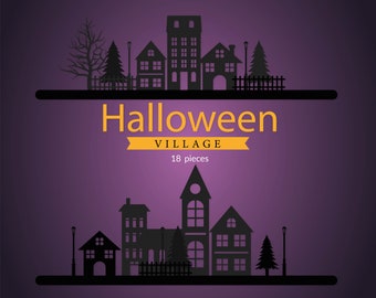 Halloween dorp svg -cricut download - Halloween spookhuis