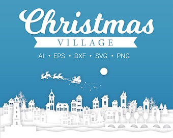 Big Christmas village svg - Christmas town svg -Christmas scene svg for cricut, cut files