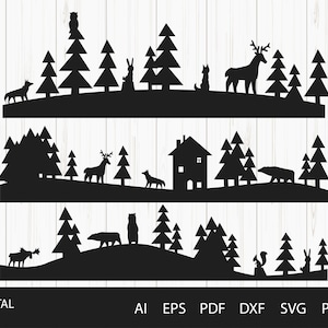 Christmas scene svg - Christmas village svg - winter village svg - Christmas window svg - for cricut, laser file