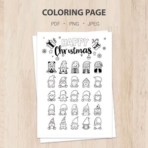 Gnomes coloring pages - printable placemats Christmas