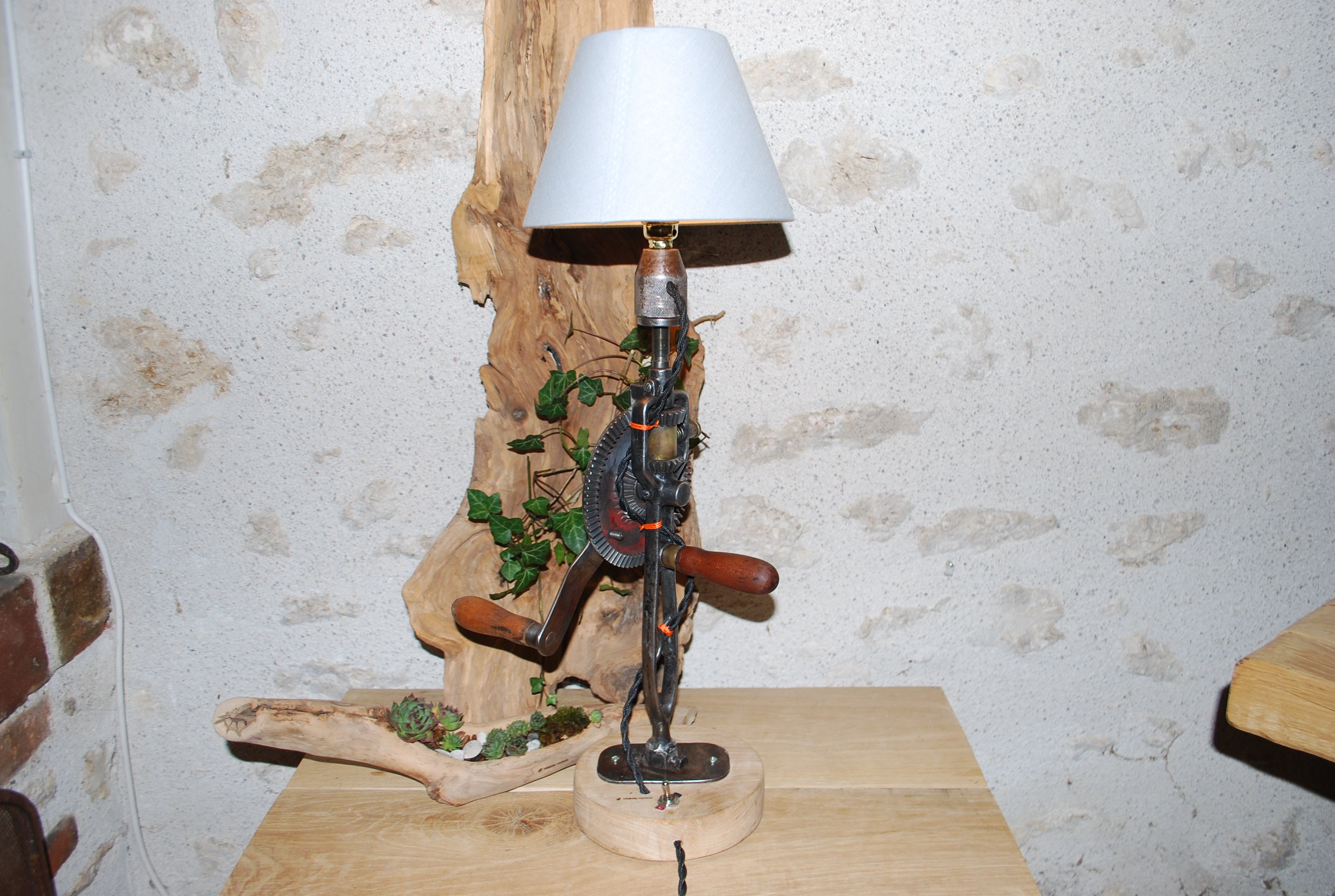Lampe d'ambiance, vintage, indus, original, recyclée. - Etsy France