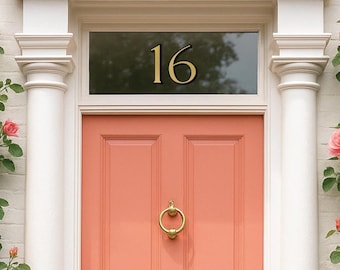 Elegant Premium Gold Numbers | Fanlight Door Decal | Affordable Luxe | Budget Friendly | New Home Decor | Easy Apply, Weatherproof