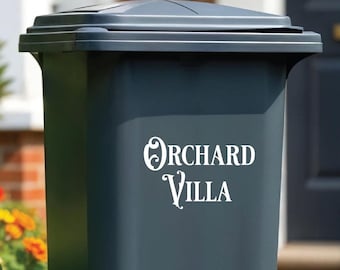 Custom Wheelie Bin Stickers: Gothic House Name & Numbers