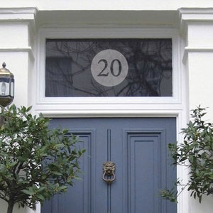 Frosted Fanlight Door Number, Round Etched Glass House Number, Victorian Style Fanlight House Number, Front Door Number, Housewarming Gift