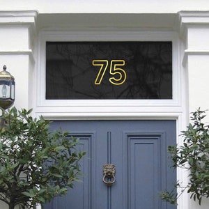 Chrome Gold Fanlight Transom House Door Number, Neon Style House Numbers, Gold Leaf Effect, Gold Foil, Shiny Gold Numbers, Housewarming Gift