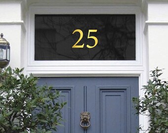 Chrome Gold Fanlight Transom House Door Number, Modern Style House Numbers, Gold Leaf, Gold Foil, Shiny Gold Numbers, Housewarming Gift
