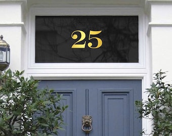 Chrome Gold Fanlight Transom House Door Number, Victorian Style House Number, Gold Leaf Effect, Shiny Gold Numbers, Housewarming Gift