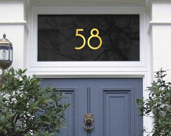 Chrome Gold Fanlight Transom House Door Number, Original Modern Style House Numbers, Gold Leaf Effect, Shiny Gold Numbers, Housewarming Gift