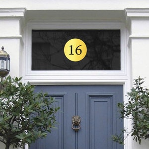 Chrome Gold Fanlight Transom House Number, Round Style Number, Number in Circle, Gold Leaf Effect, Shiny Gold Numbers, Gold Foil