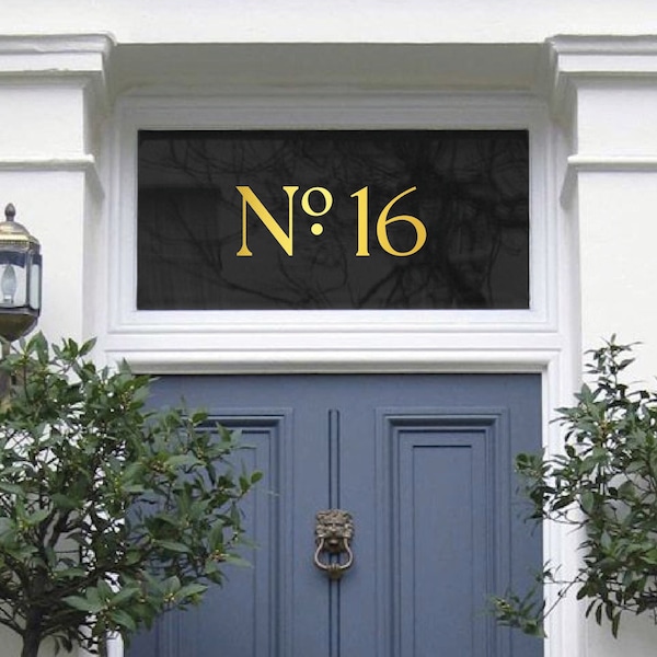 Chrome Gold Fanlight Transom House Door Number, Elegant Style House Numbers, Gold Leaf Effect, Shiny Gold Numbers, Housewarming Gift