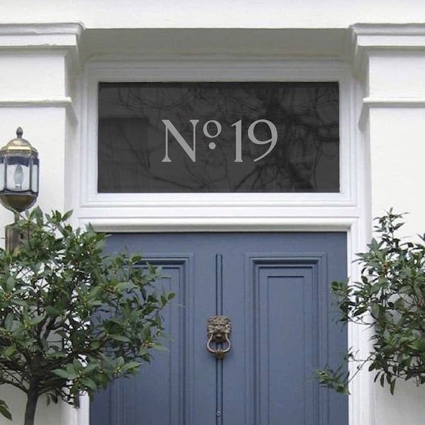 Frosted Elegant No. House Number, Etched Glass House Number, House Number Sticker, Front Door House Number for Transom Fanlight Window