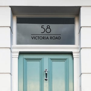 Premium Black House Number & Street Name, Original Style Number Decal, Black Transom House Number, House Number for Glass, Fanlight Sticker