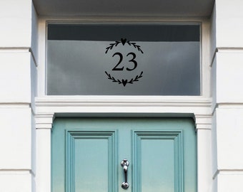Premium Black Fanlight Number, Hearts Design House Number, Transom Number, Number for Glass, Front Door Number Sticker