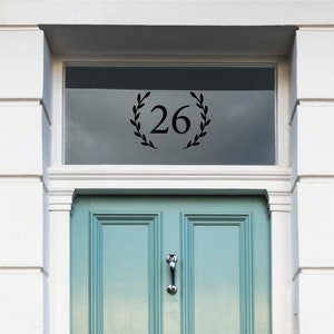 Black Fanlight Door Number, Black Flower Crown House Number, Victorian Style Fanlight House Number, Front Door Number, Transom Number Decal