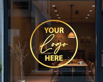 Chrome Gold Custom Business Window Sticker | Reflective Gold Vinyl Decal for Shopfronts, Cafés & Boutiques | Elegant Custom Text Signage