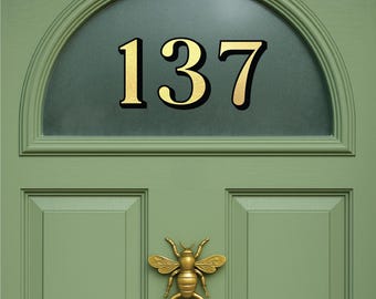 Traditional Gold Leaf Effect House Number Stickers | Gold with Shadow Fanlight House Numbers | Classic Victorian Style Address Numbers