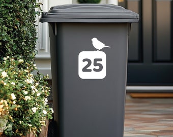 Custom Wheelie Bin Stickers | Bird House Door Numbers | Bin House Numbers Set | Home Organization Improvement | Numbers Vinyl Decals