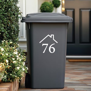 Custom Wheelie Bin Stickers | House Roof Numbers and Address | Bin House Numbers Set | Home Organization Improvement | Numbers Vinyl Decals