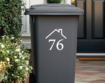 Custom Wheelie Bin Stickers | House Roof Numbers and Address | Bin House Numbers Set | Home Organization Improvement | Numbers Vinyl Decals
