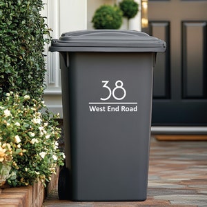 Custom Wheelie Bin Stickers | Original Numbers and Address | Bin House Numbers Set | Home Organization Improvement | Numbers Vinyl Decals