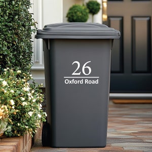 Custom Wheelie Bin Stickers | Modern Numbers and Address | Bin House Numbers Set | Home Organization Improvement | Numbers Vinyl Decals
