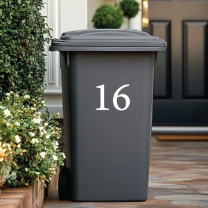 Custom Wheelie Bin Stickers | Modern House Door Numbers | Bin House Numbers Set | Home Organization Improvement | Numbers Vinyl Decals
