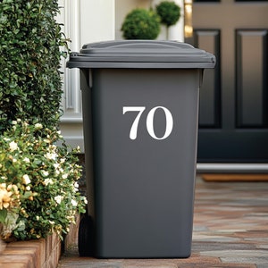 Custom Wheelie Bin Stickers | Traditional House Door Numbers | Bin House Numbers Set | Home Organization Improvement | Numbers Vinyl Decals