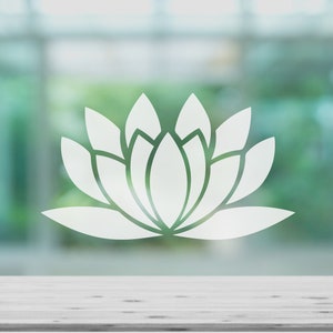Set of 3 Frosted Lotus Flower Window Stickers, Etched Decorative Window Decal Stickers, Glass Awareness Visibility Decal Stickers