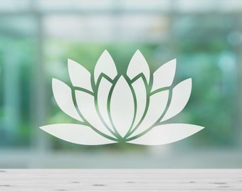 Set of 3 Frosted Lotus Flower Window Stickers, Etched Decorative Window Decal Stickers, Glass Awareness Visibility Decal Stickers