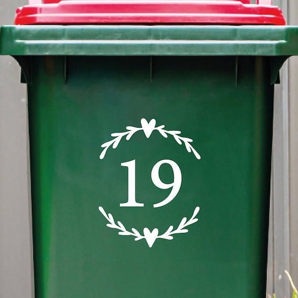 Set of 3 Premium Personalised Wheelie Bin Stickers | Customised Wheelie Bin Numbers | Waterproof Wheelie Bin House Numbers