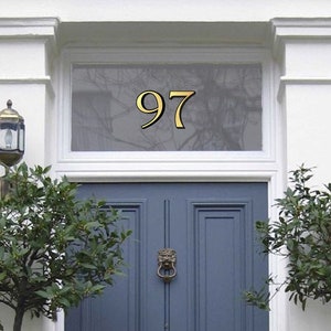 Premium Elegant Gold Fanlight Transom House Door Number, Victorian Vintage Style House Number, Gold Leaf Effect, Adhesive Numbers to Glass