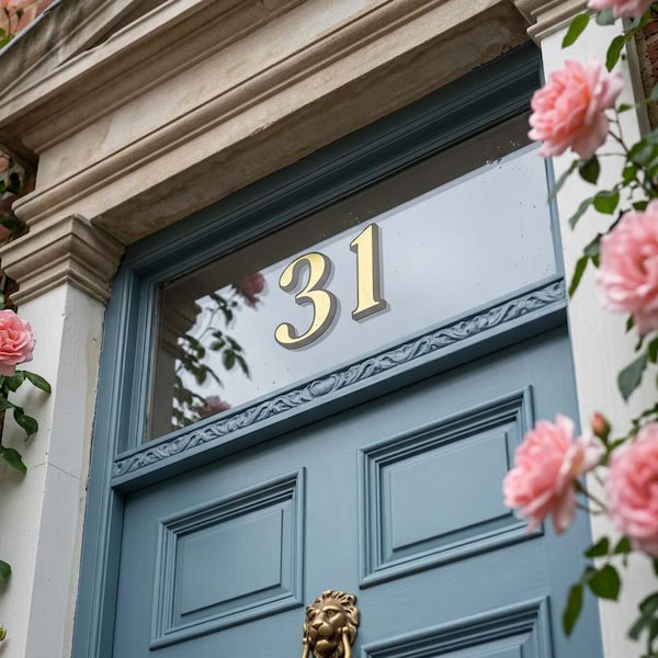 Premium Gold Fanlight Transom House Door Number, Victorian Style House Number, Gold Leaf Effect, Silver, Rose Gold, Housewarming Gift