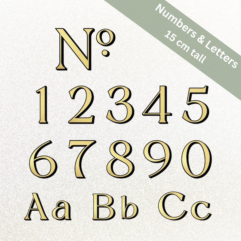 Premium Elegant Gold Foil House Door Numbers: No. + Digits Door Stickers, Self-Adhesive, Weatherproof, Easy to Apply image 6