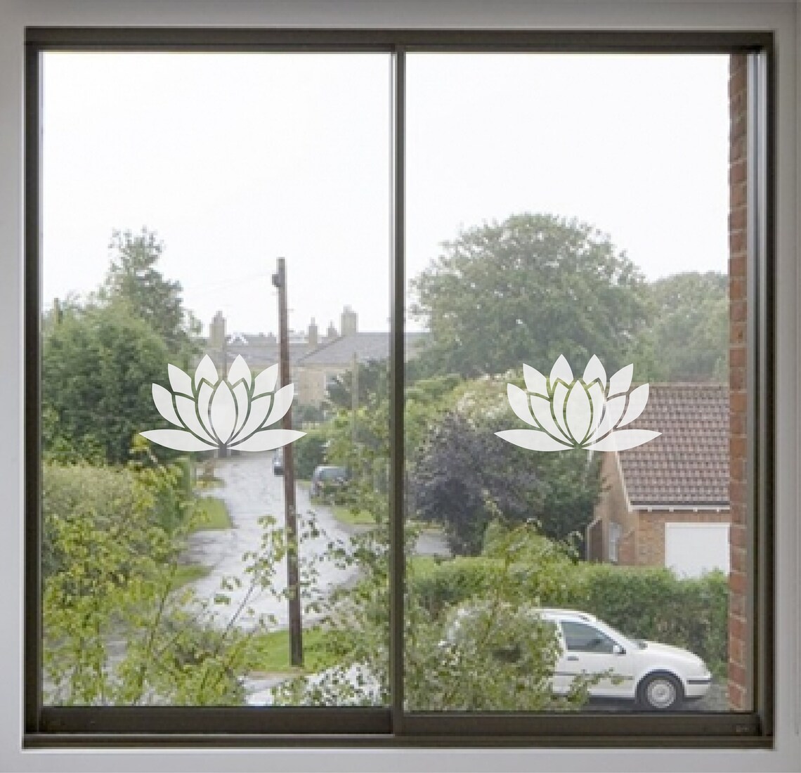 Set of 3 Frosted Lotus Flower Window Stickers Etched Etsy