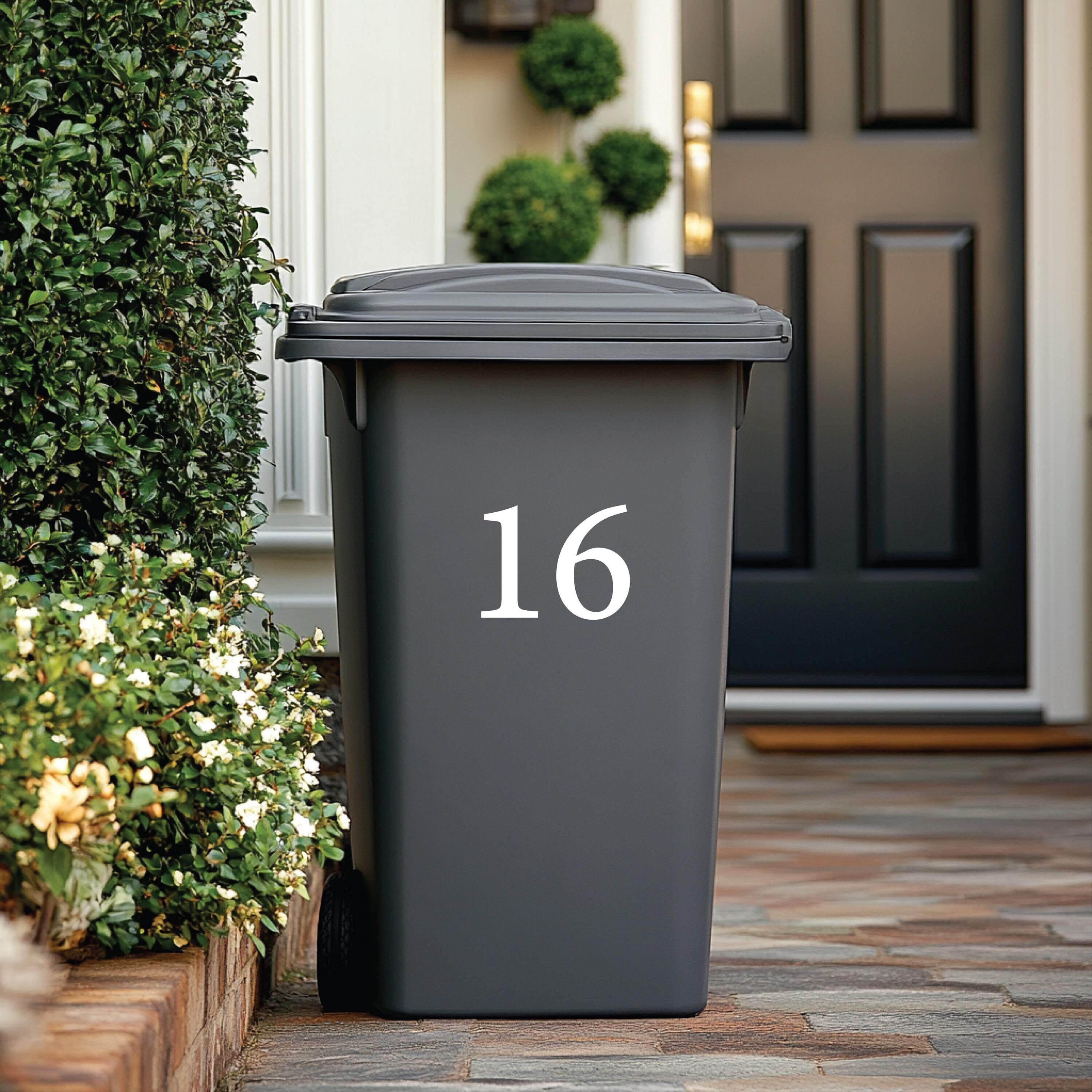 Custom Wheelie Bin Stickers | Modern House Door Numbers | Bin House Numbers Set | Home Organization Improvement | Numbers Vinyl Decals