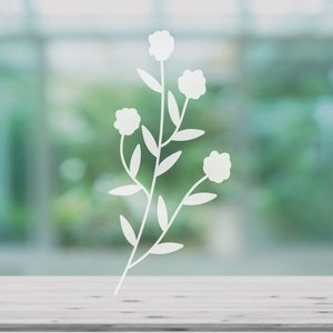 Set of 3 Frosted Flowers Window Stickers, Etched Decorative Window Decal Stickers, Glass Awareness Visibility Decal Stickers