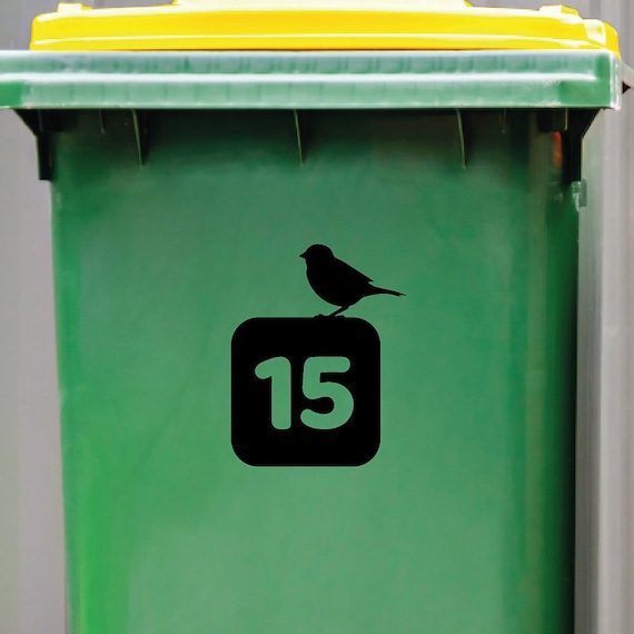 3er Set Premium personalisierte Vogel Mülltonne Aufkleber Mülltonne Zahlen  Mülleimer Hausnummer Vogel Aufkleber Tier Aufkleber Lustig - .de