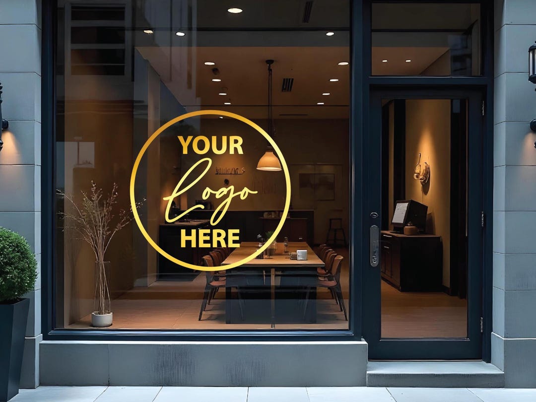 Chrome Gold Custom Business Window Sticker | Reflective Gold Vinyl ...