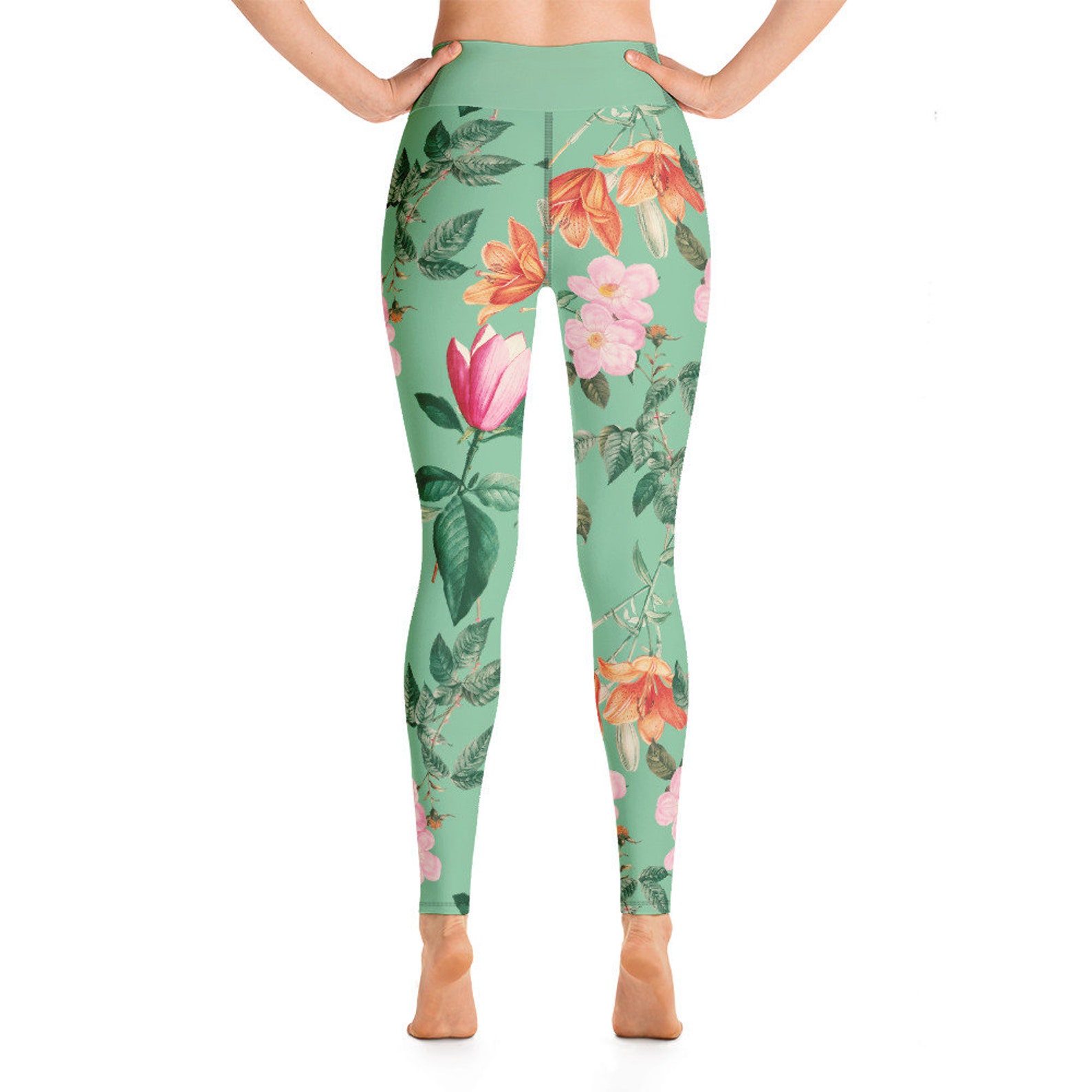 Blumen LEGGINGS Yoga mit ausgefallenen Blüten Muster ...