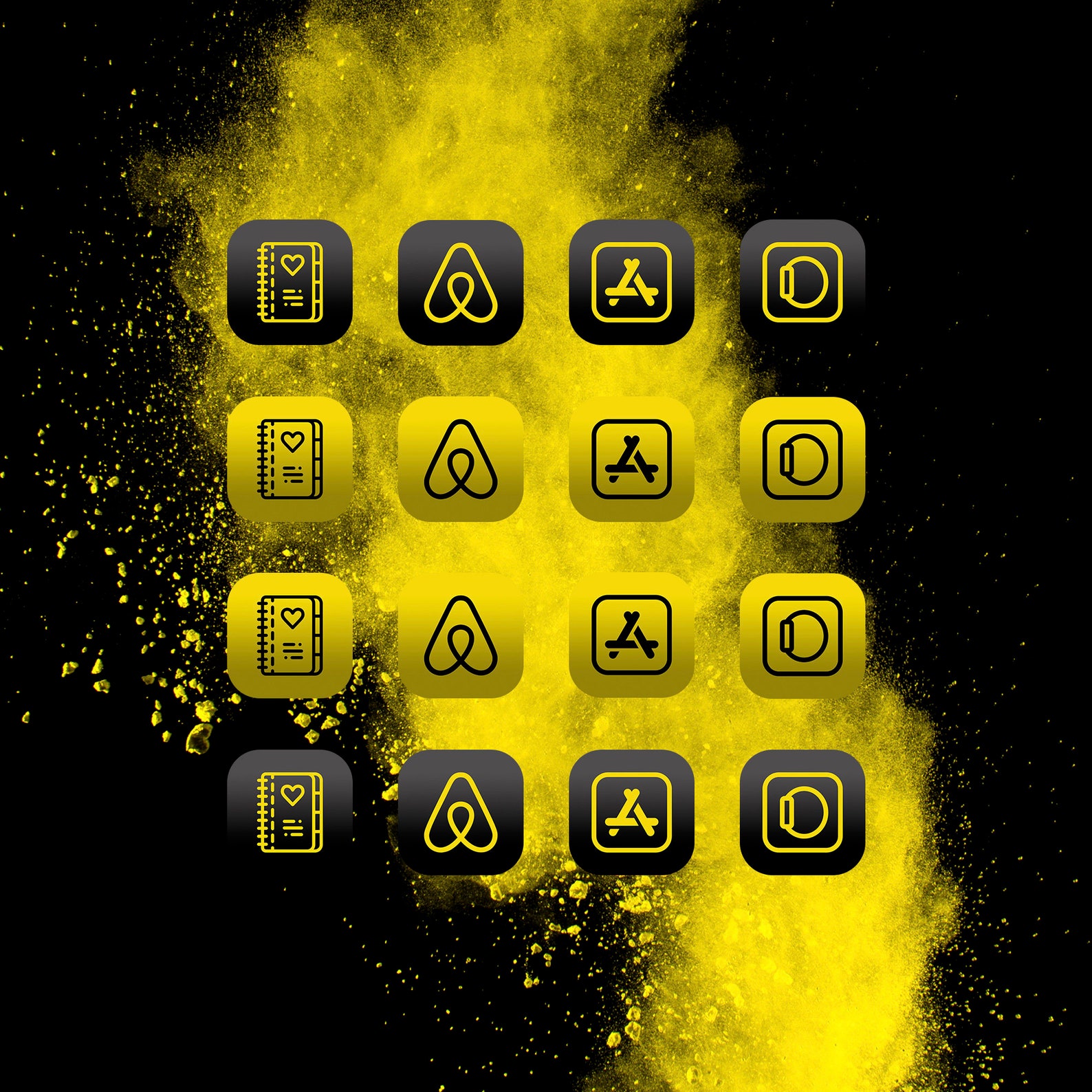 Yellow black app icons collection widget iphone home screen Etsy