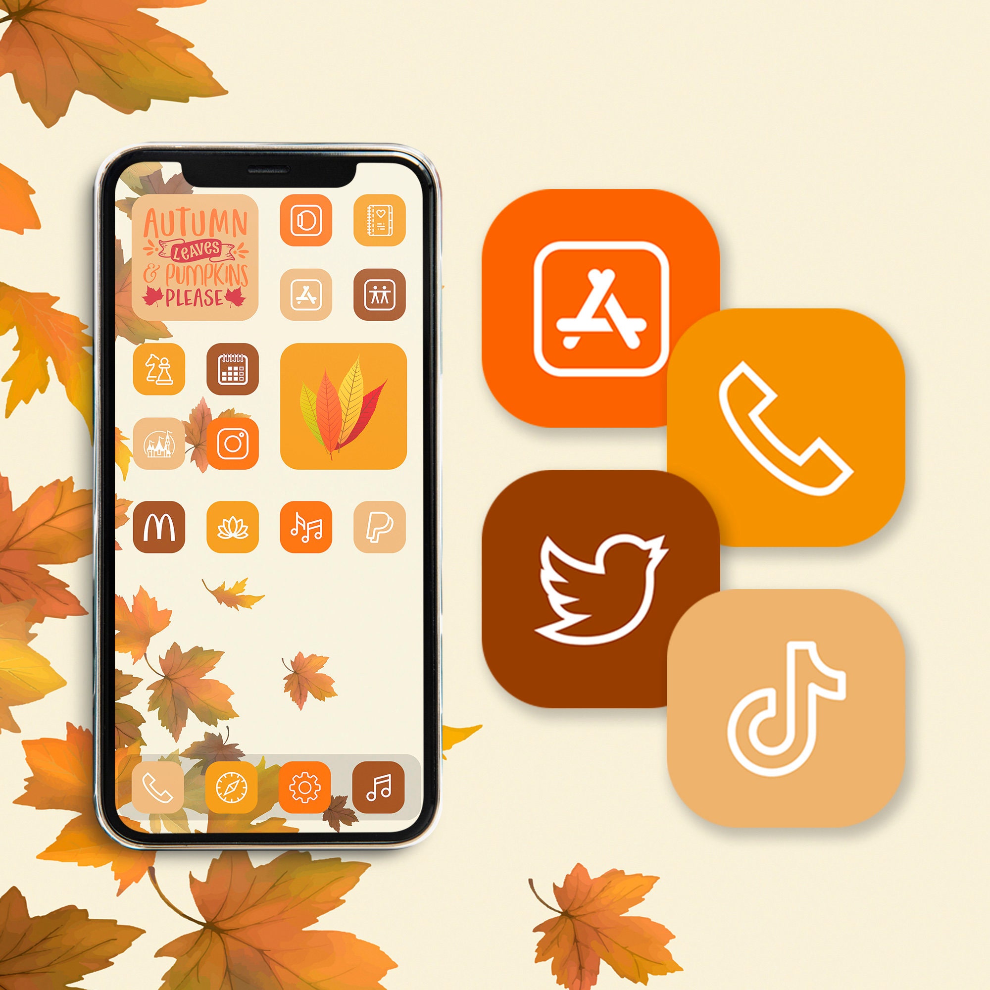 Autumn app icons Autumn leaves ios14 app icons Fall app icons | Etsy