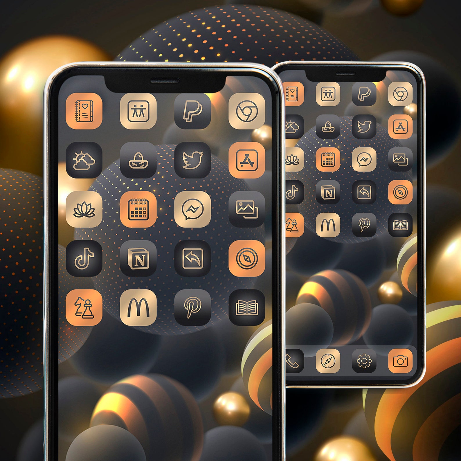 Black Gold app icons collection widget iphone home screen app Etsy