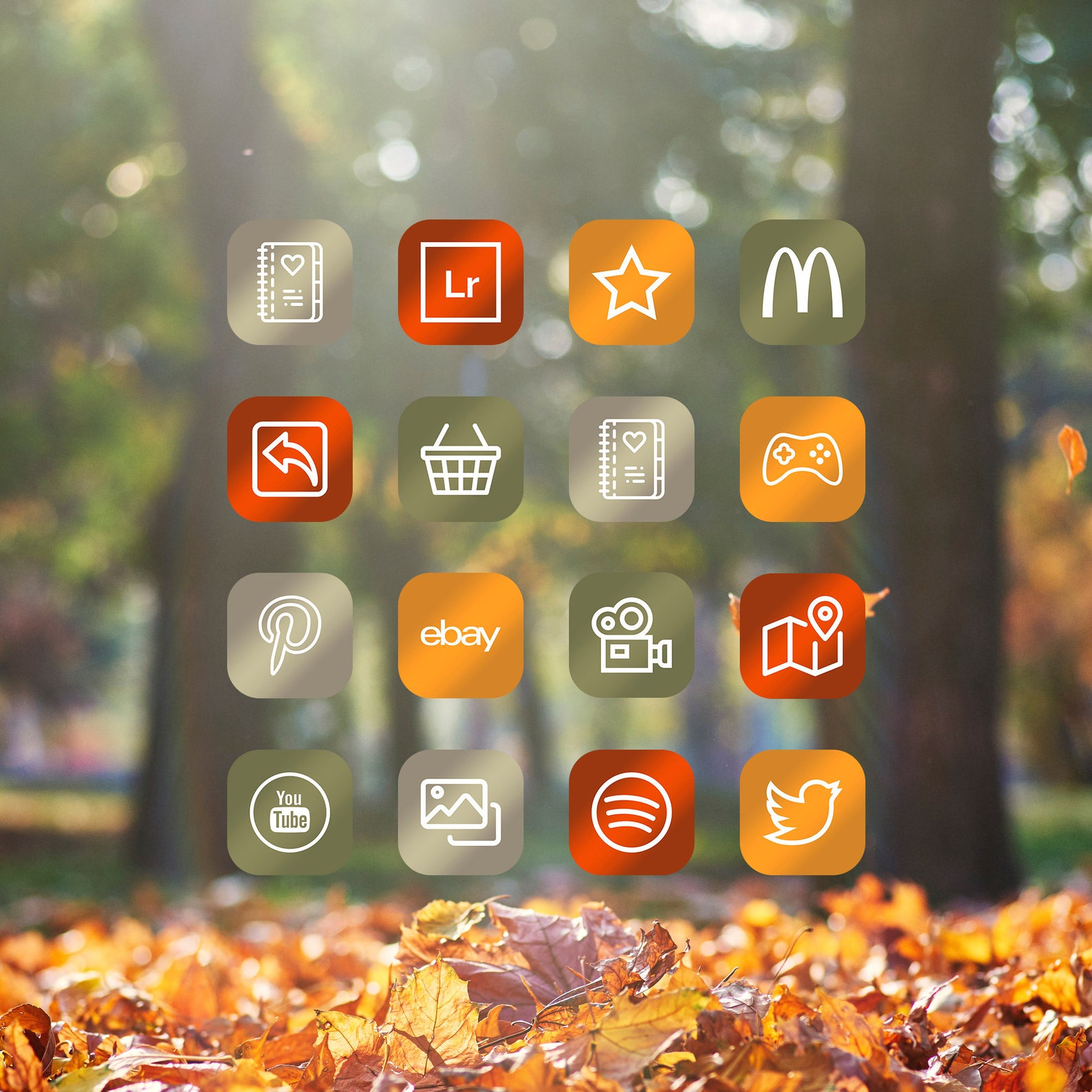 Autumn leaves aesthetic app icons for ios 14 and minimalist Etsy