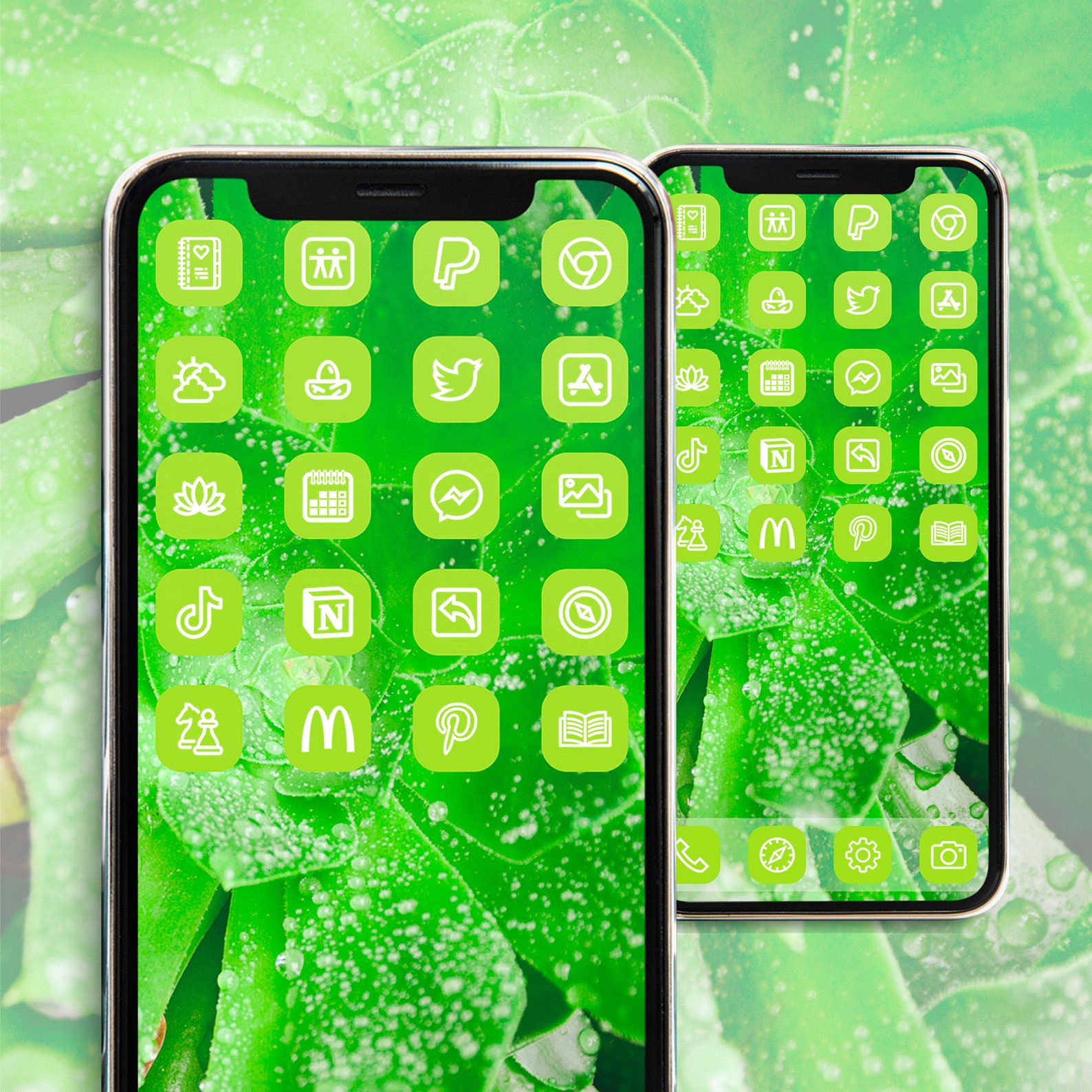 Bright Green app icons widget iphone home screen app covers Etsy