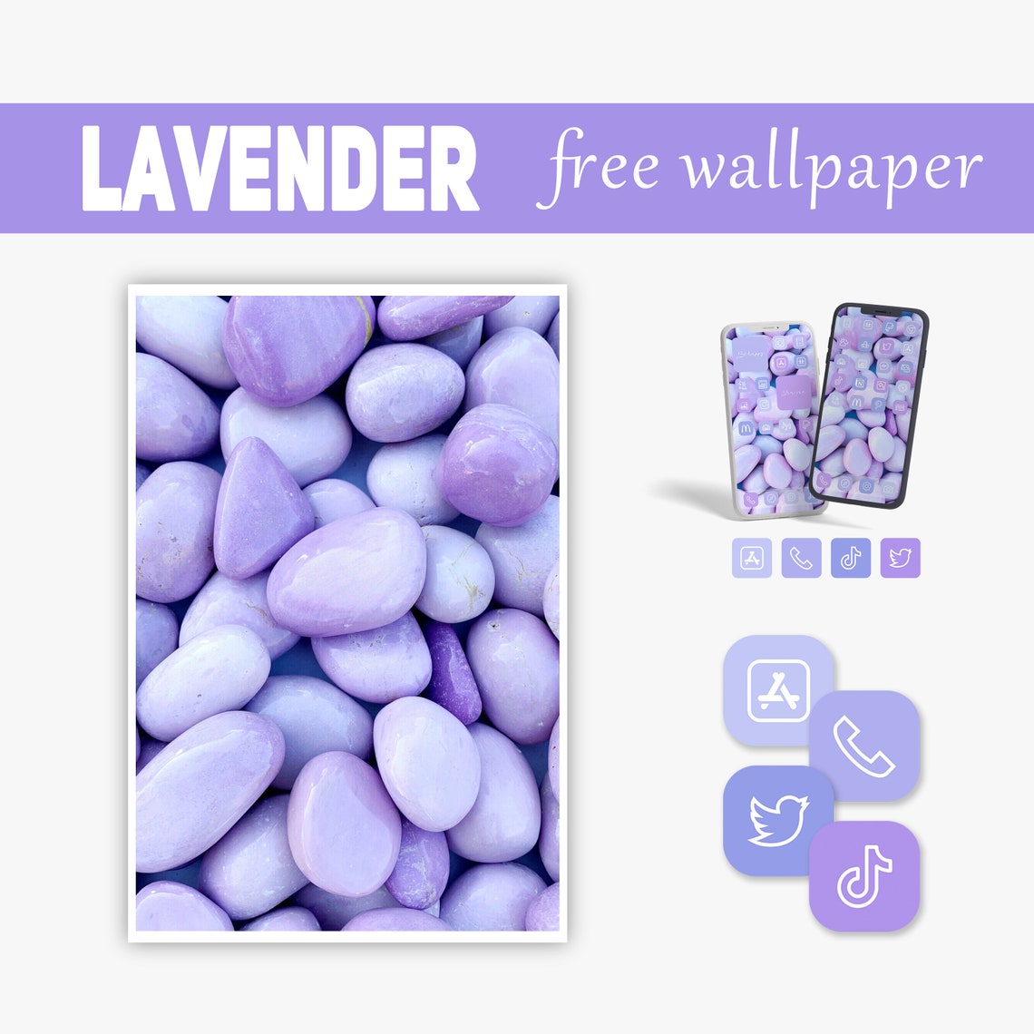 Lavender app icons widget wallpaper iphone home screen app | Etsy
