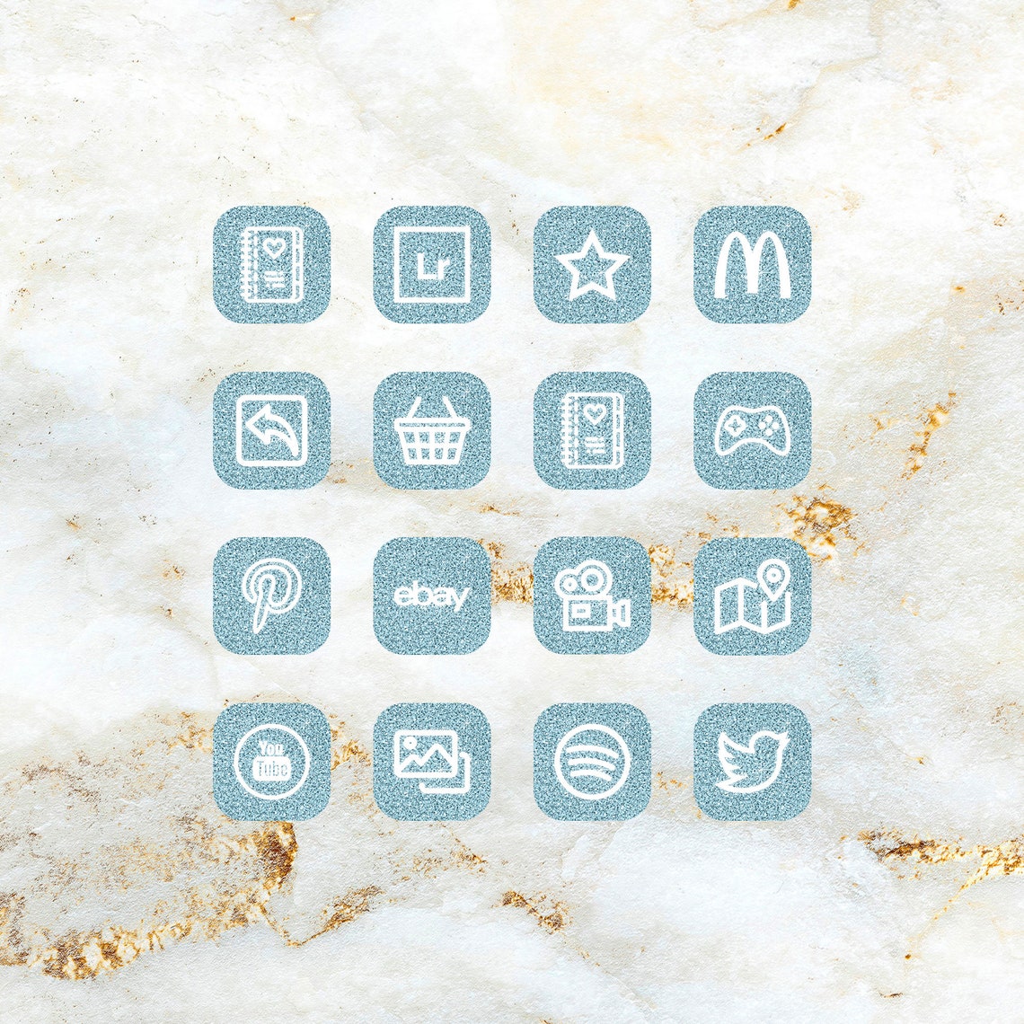 Light Blue Glitter app icons widget iphone home screen app Etsy