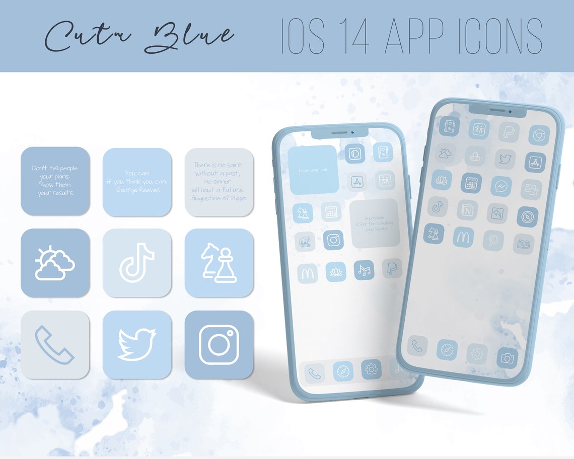 Cute Blue App Icons Light Blue App Icons Ios 14 Iphone Etsy