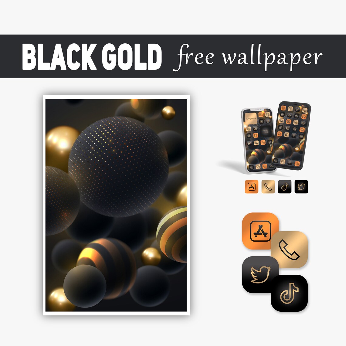 Black Gold app icons collection widget iphone home screen app Etsy