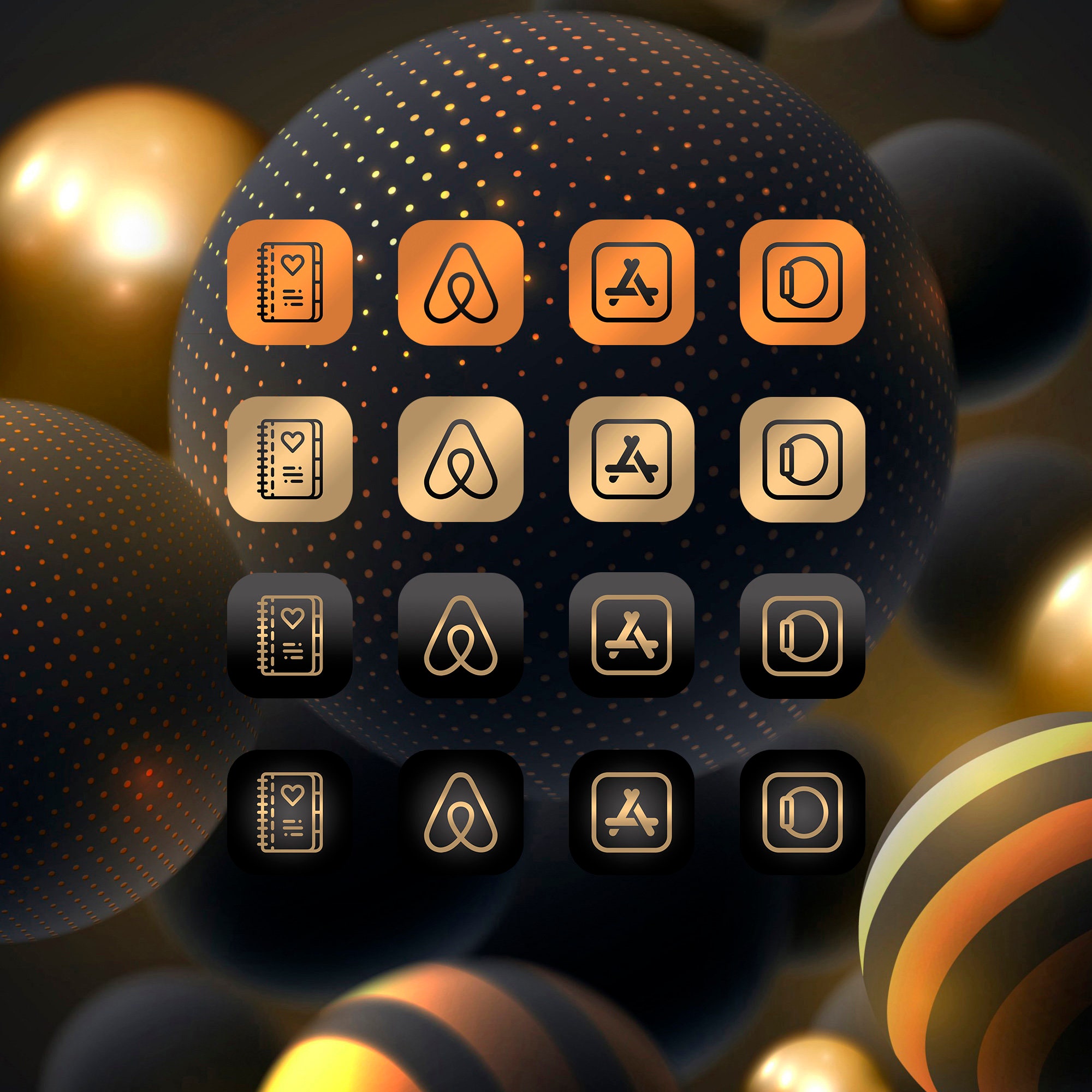 Black Gold app icons collection widget iphone home screen app Etsy