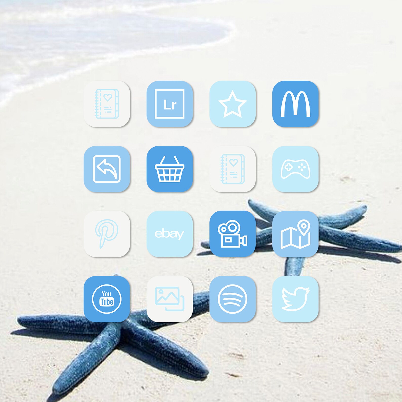 Light blue aesthetic app icons widget iphone home screen app Etsy